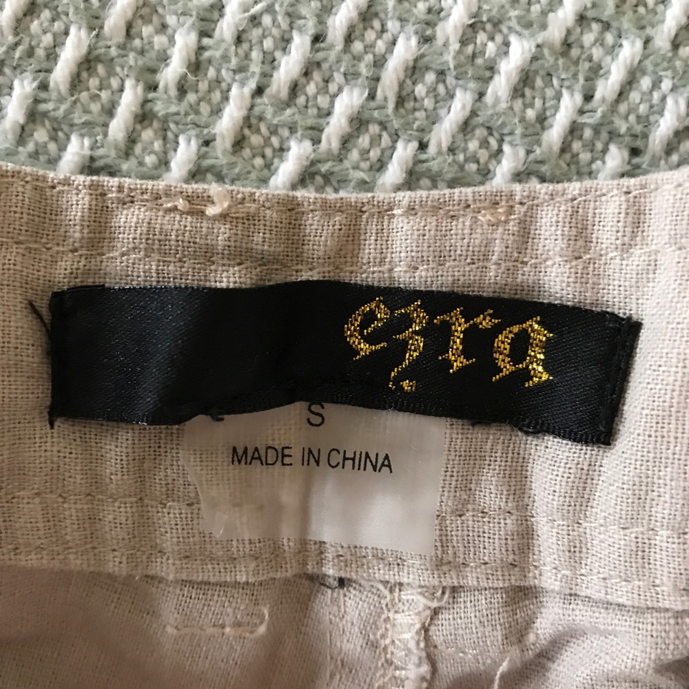 Khaki linen boutique shorts